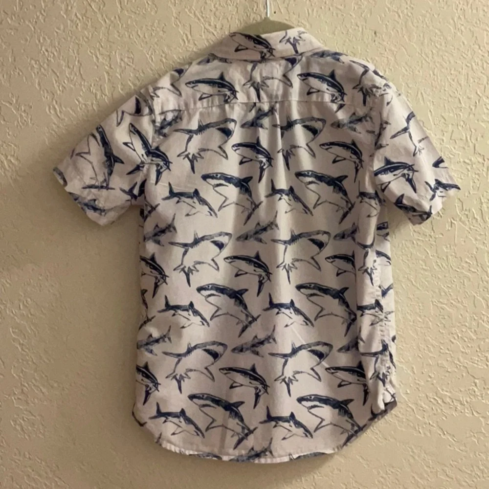 Boy’s Shark Print Shirt - Blue and White